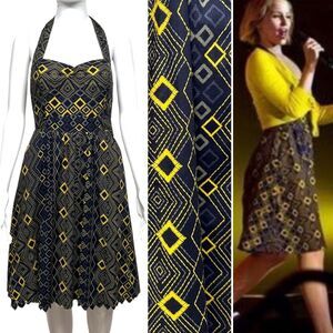 ANTHROPOLOGIE Edme & Esyllte Rhythmic Repetition Halter Dress ASO TV Glee 4 S
